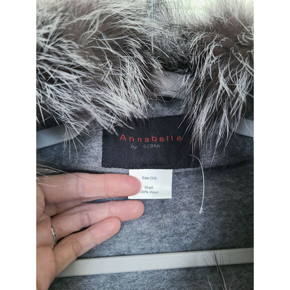 Annabelle by SCBMI Wool Fox Fur Cape Gray One Size - Picture 6 of 7